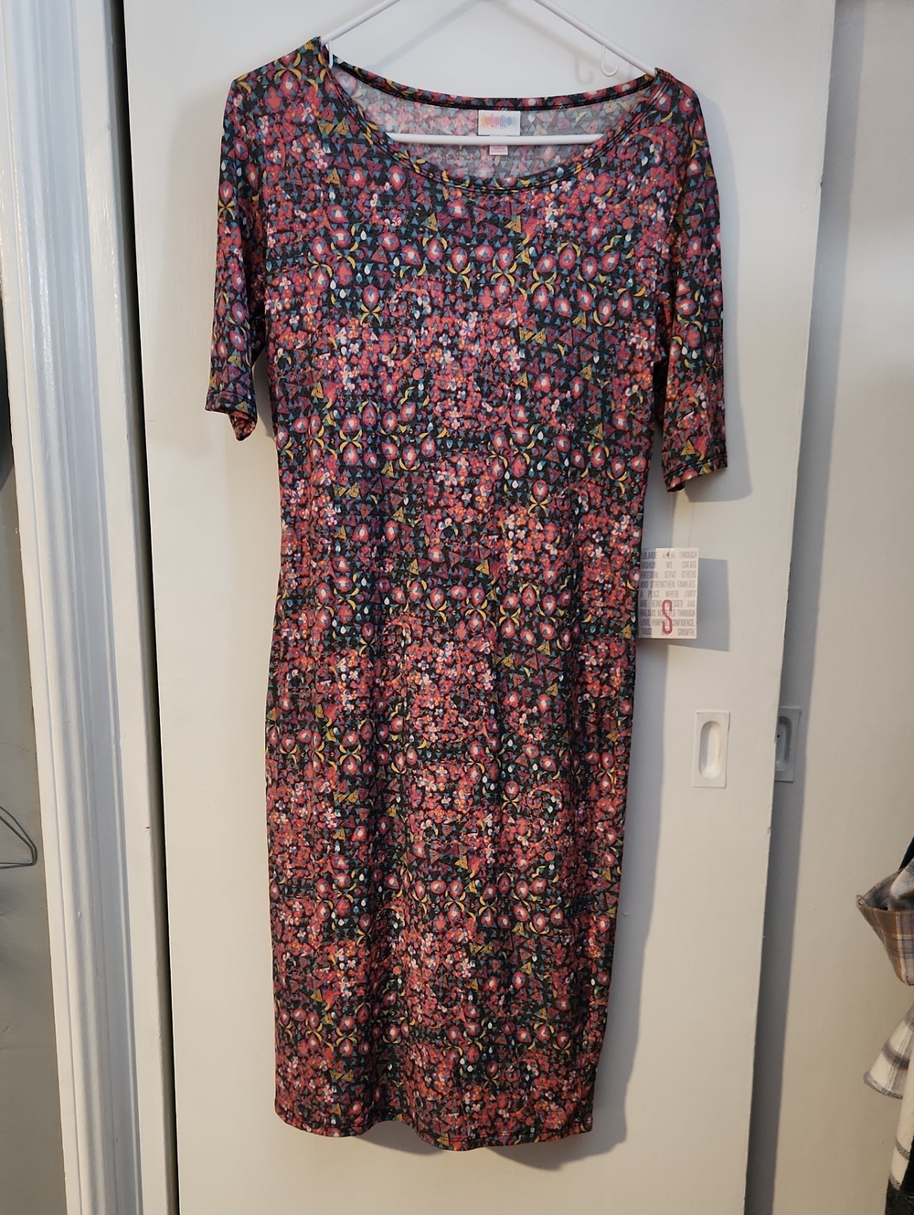 LuLaRoe Pink Floral Pattern Midi Scoop Neck Dress